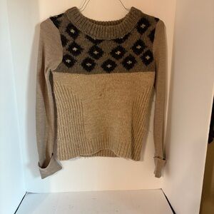 Tory Burch Intarsia Mixed Knit Sweater.
